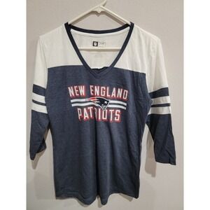 NFL Team Apparel New England Patriots Women 3/4 Sleeve Shirt M Navy White NWOT